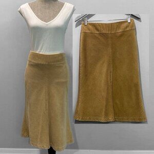 H&M Tan Corduroy Midi Skirt Size 6 Neutral Y2K Retro Fall Skirt